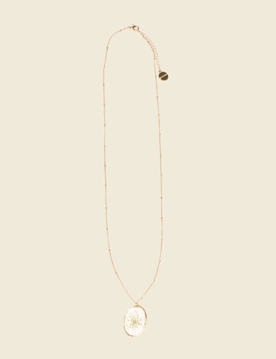 Collier pendentif résine couleur or femme