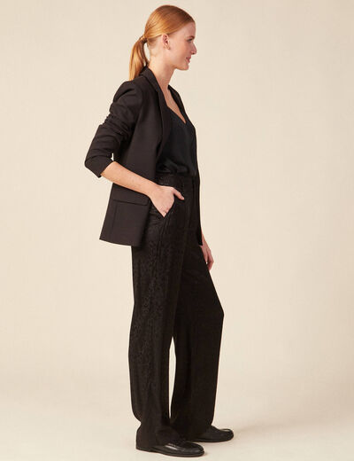 Pantalon large satin noir femme