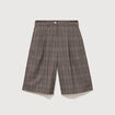 Bermuda large taille haute gris fonc&eacute; femme