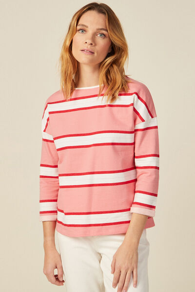 Sweat manches 3/4 rose femme