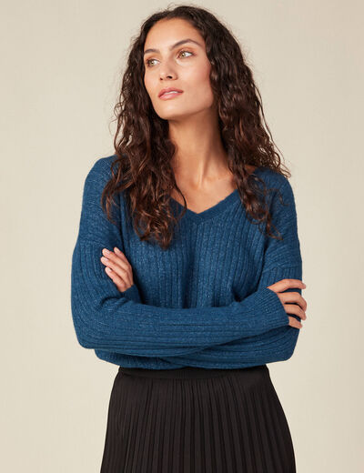Pull bleu canard femme