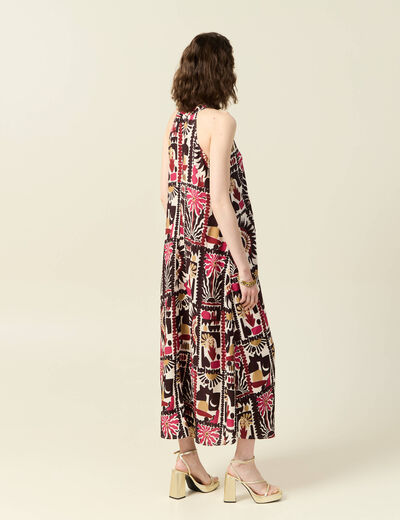 Robe longue droite creme femme