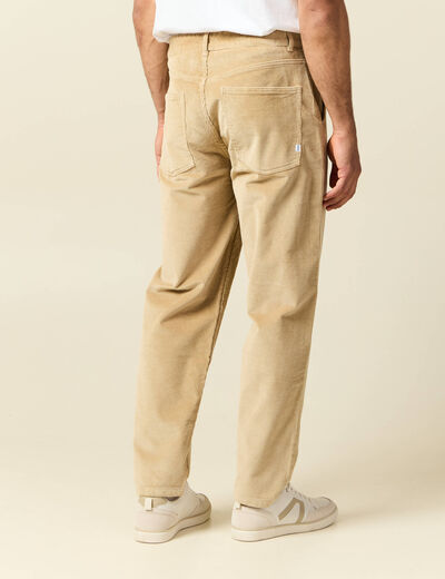 Pantalon droit en velours longueur 32 beige homme