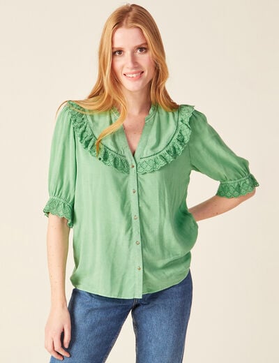Chemise manches 3/4 vert clair femme