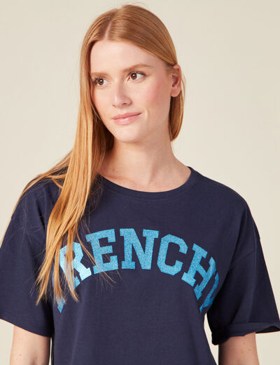 T-shirt manches courtes bleu marine femme