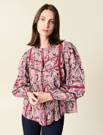 Blouse manches longues bordeaux femme