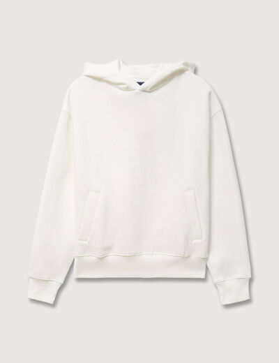 Sweat &agrave; capuche manches longues ecru homme