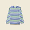 T-shirt ray&eacute; col rond manches longues vert menthe femme
