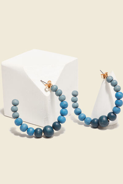 Boucles d'oreilles créoles bleu marine femme