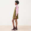 Robe sans manches en velours vert olive femme