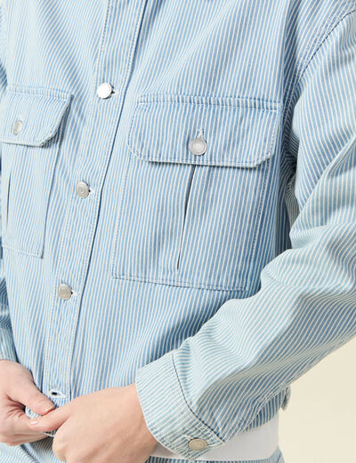 Veste en coton manches longues denim bleach femme