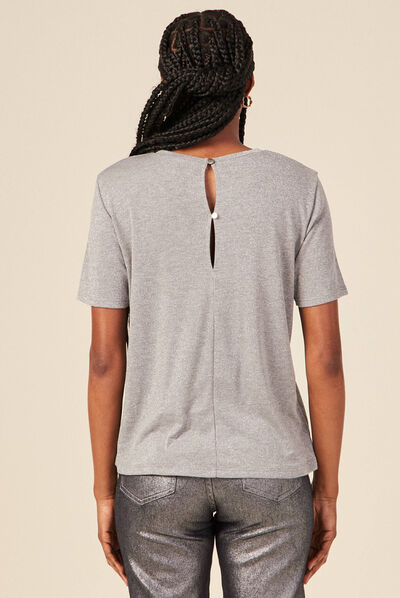 T-shirt manches courtes gris argent femme