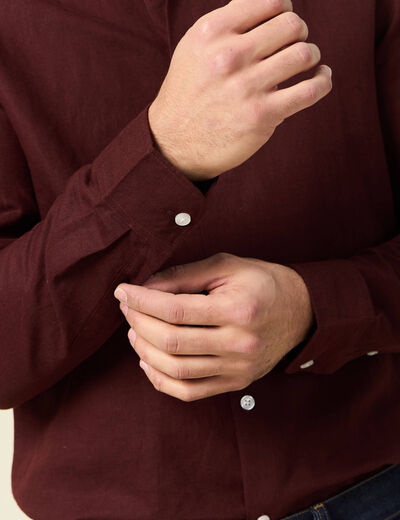 Chemise manches longues bordeaux homme