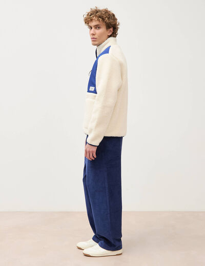 Veste sherpa col montant manches longues ecru homme