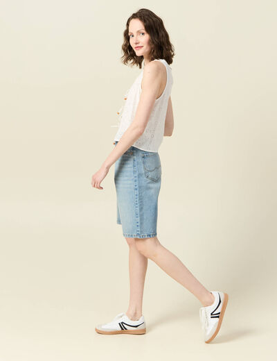 Gilet sans manches noué ecru femme