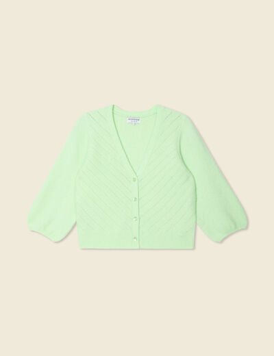 Gilet manches 3/4 vert clair femme