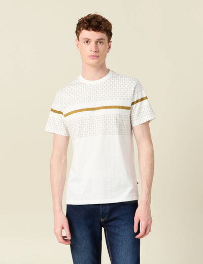 T-shirt col rond manches courtes ecru homme