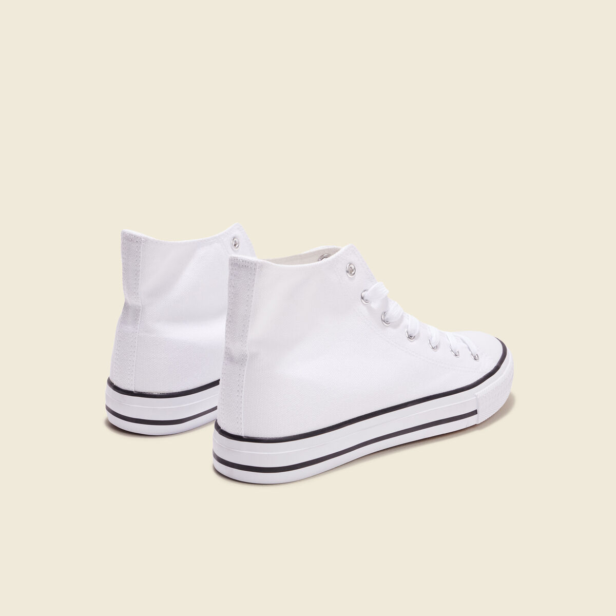 Tennis en toile à lacets blanc homme