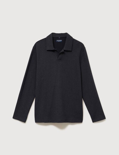 Polo manches longues noir homme