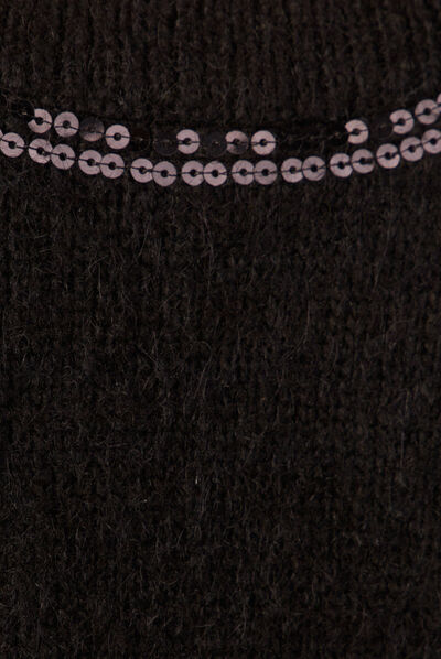 Gilet boutonné à sequins noir femme