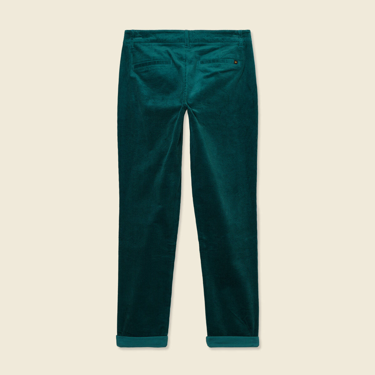 Pantalon chino velours côtelé vert canard femme