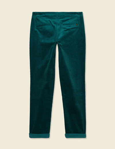 Pantalon chino velours côtelé vert canard femme