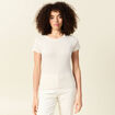 T-shirt cintré col rond manches courtes beige femme