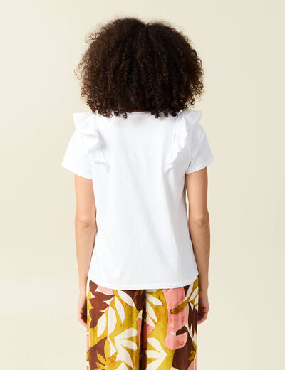 T-shirt en coton manches courtes blanc femme