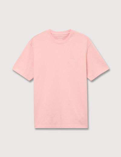 T-shirt ample en coton manches courtes rose poudr&eacute;e homme