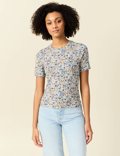 T-shirt manches courtes bleu clair femme