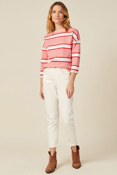 Sweat manches 3/4 rose femme