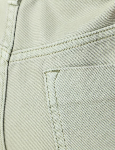 Short boyfriend ceinturé jean vert kaki femme
