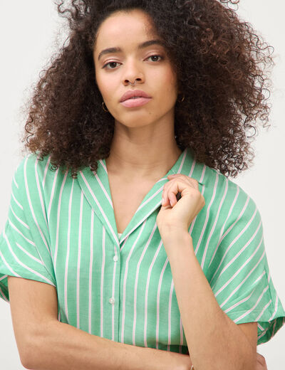 Chemise manches 3/4 vert menthe femme