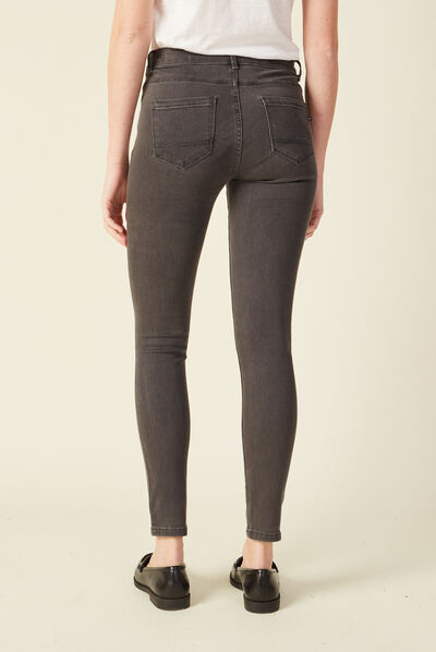 Jeans skinny 7/8ème gris foncé femme