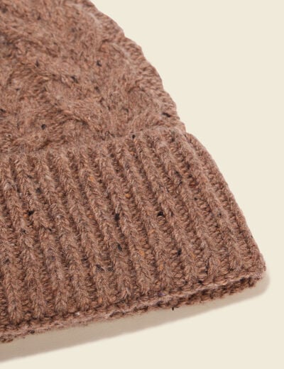 Bonnet tricoté à torsades marron foncé homme