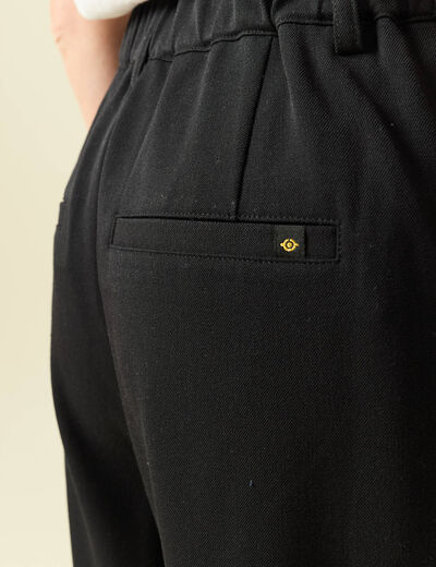 Pantalon slouchy taille haute 7/8&egrave;me noir femme