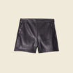 Short droit simili cuir à pont noir femme