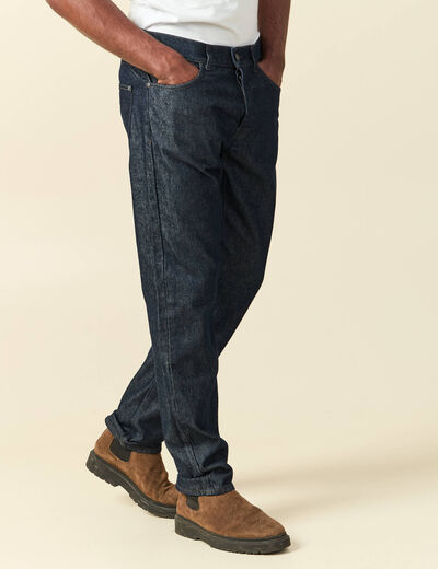 Jeans straight longueur 32 en coton denim brut rinse homme