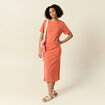 Robe longue droite col rond terracotta femme