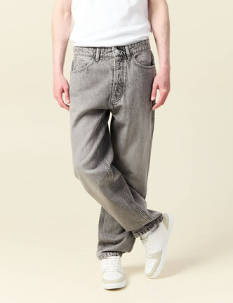 Jeans large relaxed denim gris homme