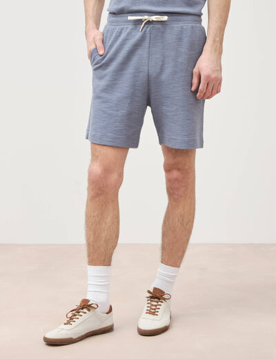 Short droit avec cordon bleu gris homme