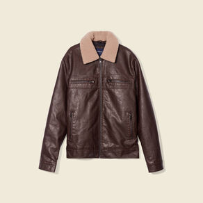 Blouson droit col aviateur marron homme