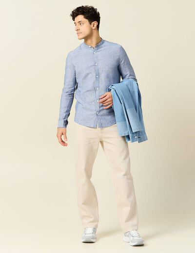 Chemise manches longues bleu gris homme