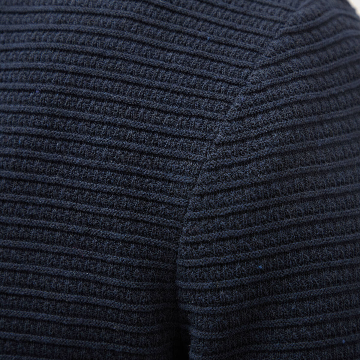 Pull col rond manches longues bleu marine homme