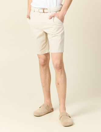 Bermuda droit chino ceinture sable homme