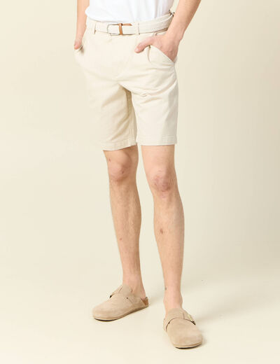Bermuda droit chino ceinture sable homme
