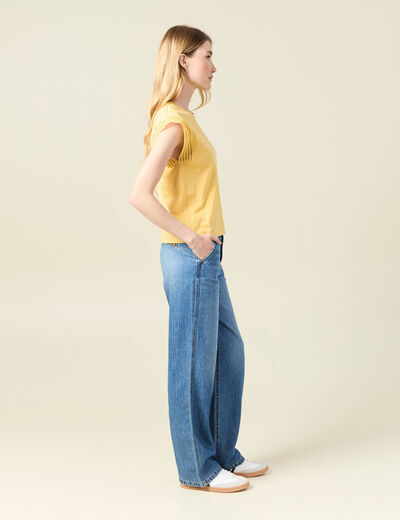 T-shirt manches courtes jaune moutarde femme