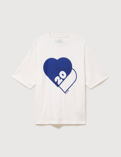 T-shirt droit col rond manches courtes ecru homme