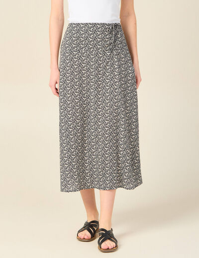 Jupe longue portefeuille noir femme