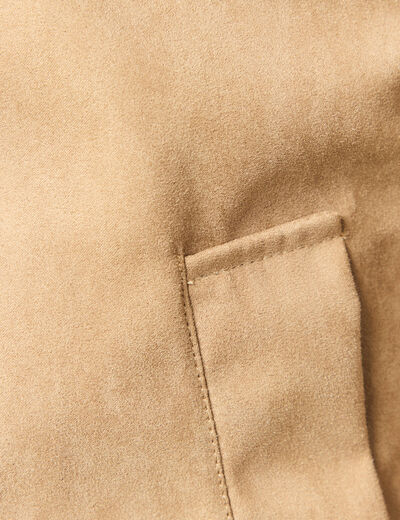 Blouson droit court &agrave; col classique marron homme